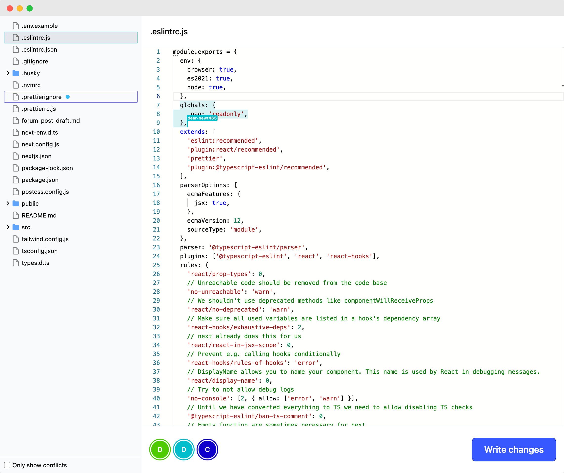 Screenshot of the mergelink application